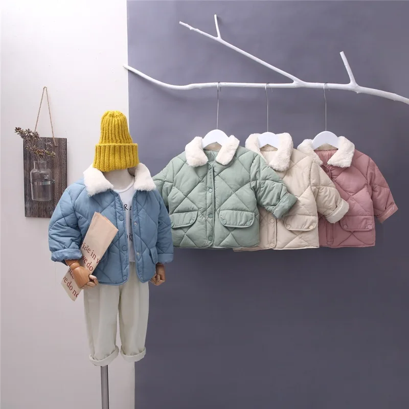 Autumn Winter Girls Coats Children Warm Cotton-padded Jacket Kids Diamond Outerwear Student Outdoor Warm Parkas Baby Clothing