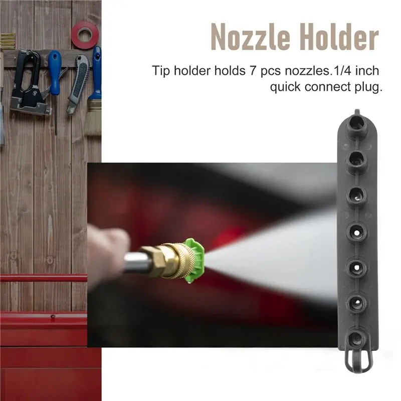 A93E-Pressure Washer Nozzle Holder, Holds 7 Nozzle Tips With 1/4 Inch Quick Connect(Without Nozzles )