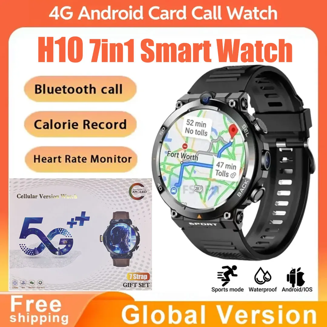 

H10 4G Men Smartwatch: 4" HD Display, 500W Dual Cameras, Video Calls, WiFi, NFC Door Access, 1380mAh Battery