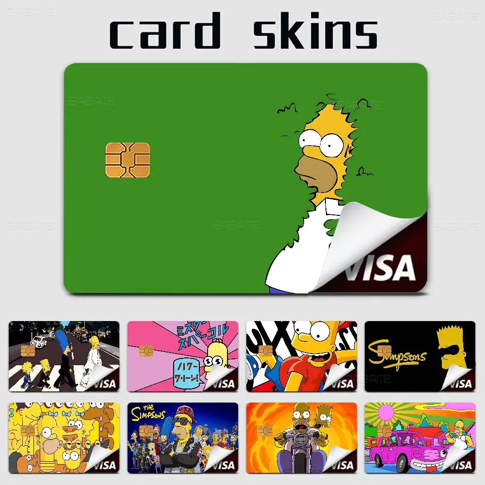 ملصق بطاقة الخصم الائتمانية DIY من كارتون The S-Simpsons ملصق تزيين للحفلات ملصق جلدي لبطاقة رقاقة صغيرة مقاومة للماء