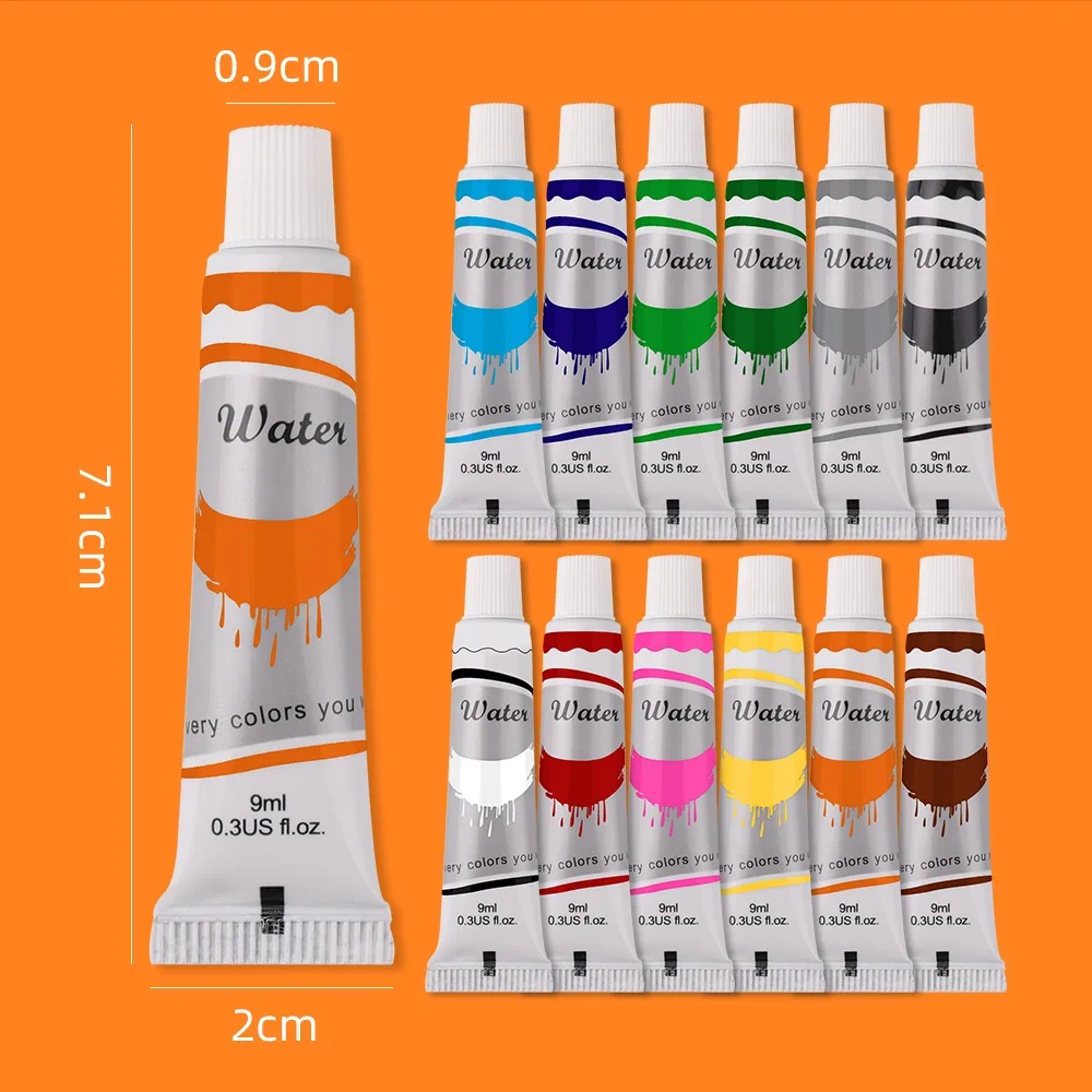 12 Colors 9mL Watercolor Pigment  for Student Art, Graffiti Painting, DIY Pigment, Hand Painted Walls