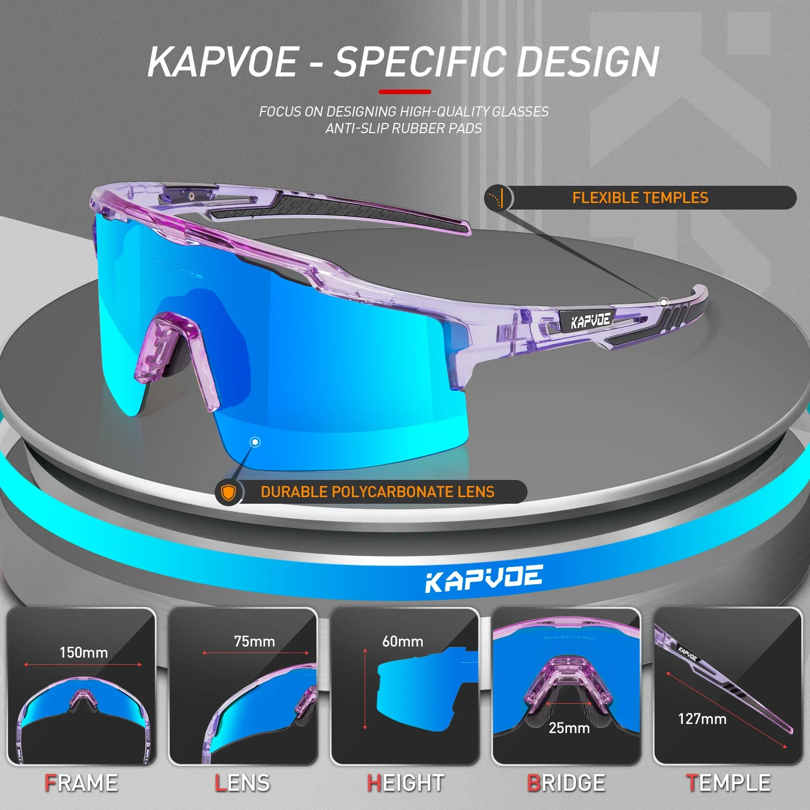 Kapvoe Cycling Sunglasses Polarized Cycling Glasses Man MTB Sports Glasses UV400 Outdoor Bicycle Eyewear Woman Road Bike Goggles