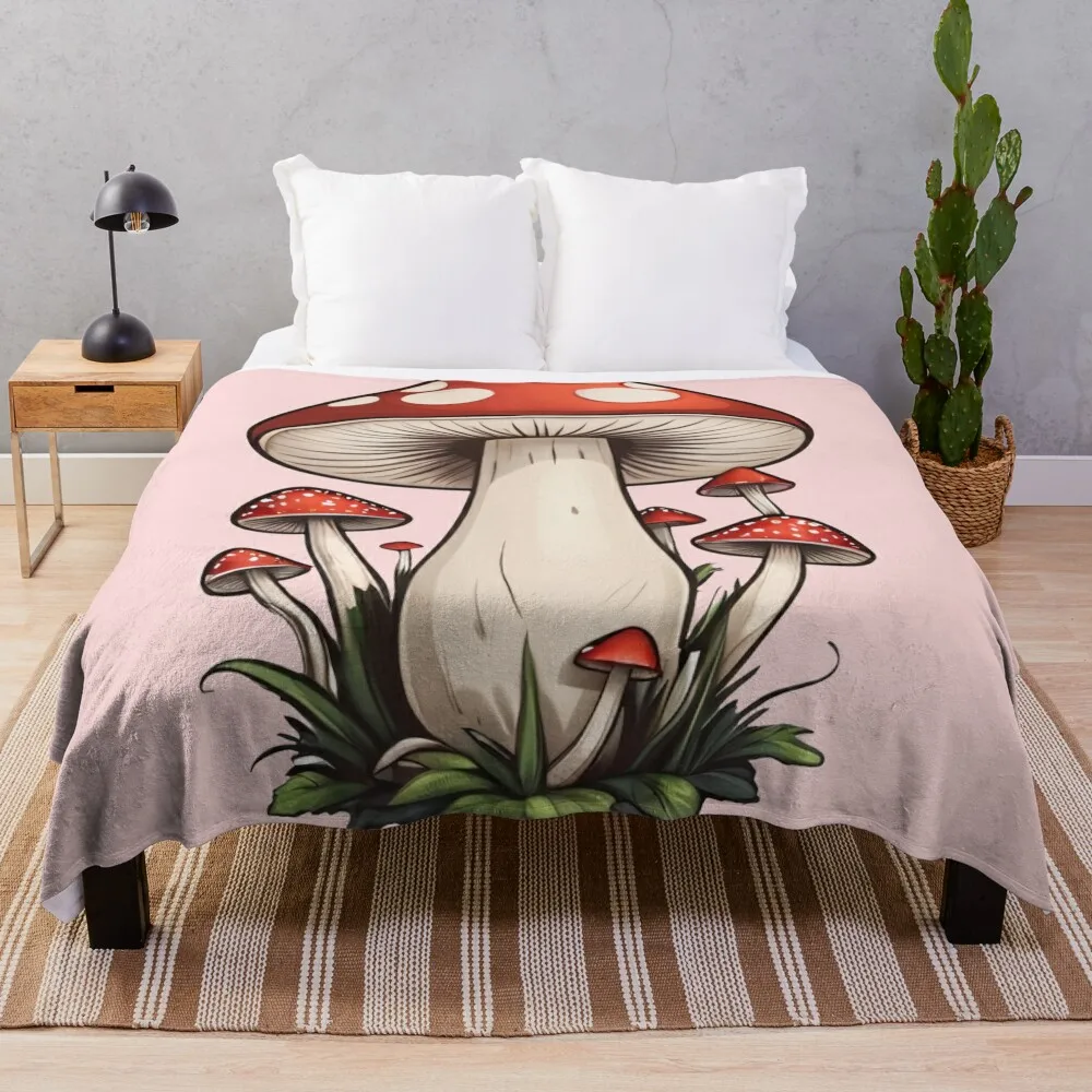 

Красная шляпа, гриб, иллюстрация на Хэллоуин, одеяло, роскошное одеяло для дивана-кровати, клетчатые одеяла