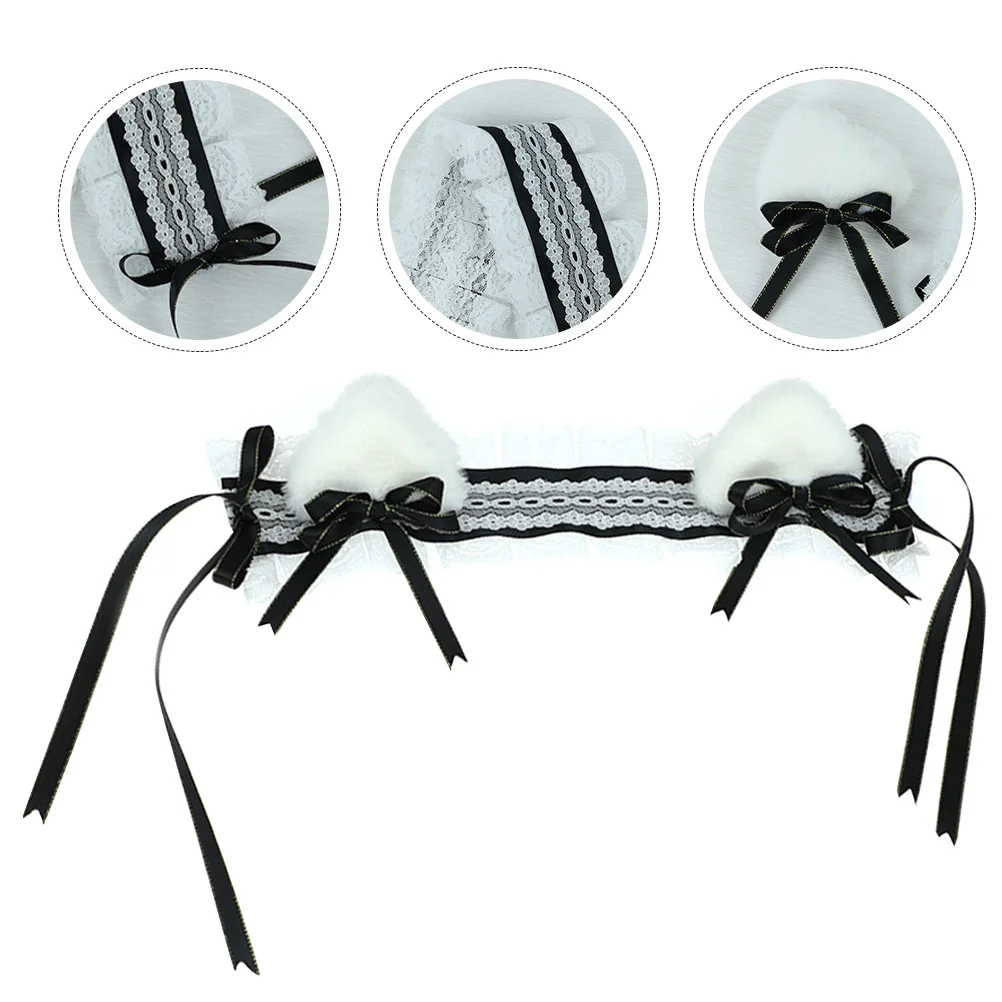 

Lolita Headdress Lace Headband Cat Ears Bow Headband Adorable Cosplay Party Accessory Women Hair Decor Lolita Lace Headpiece