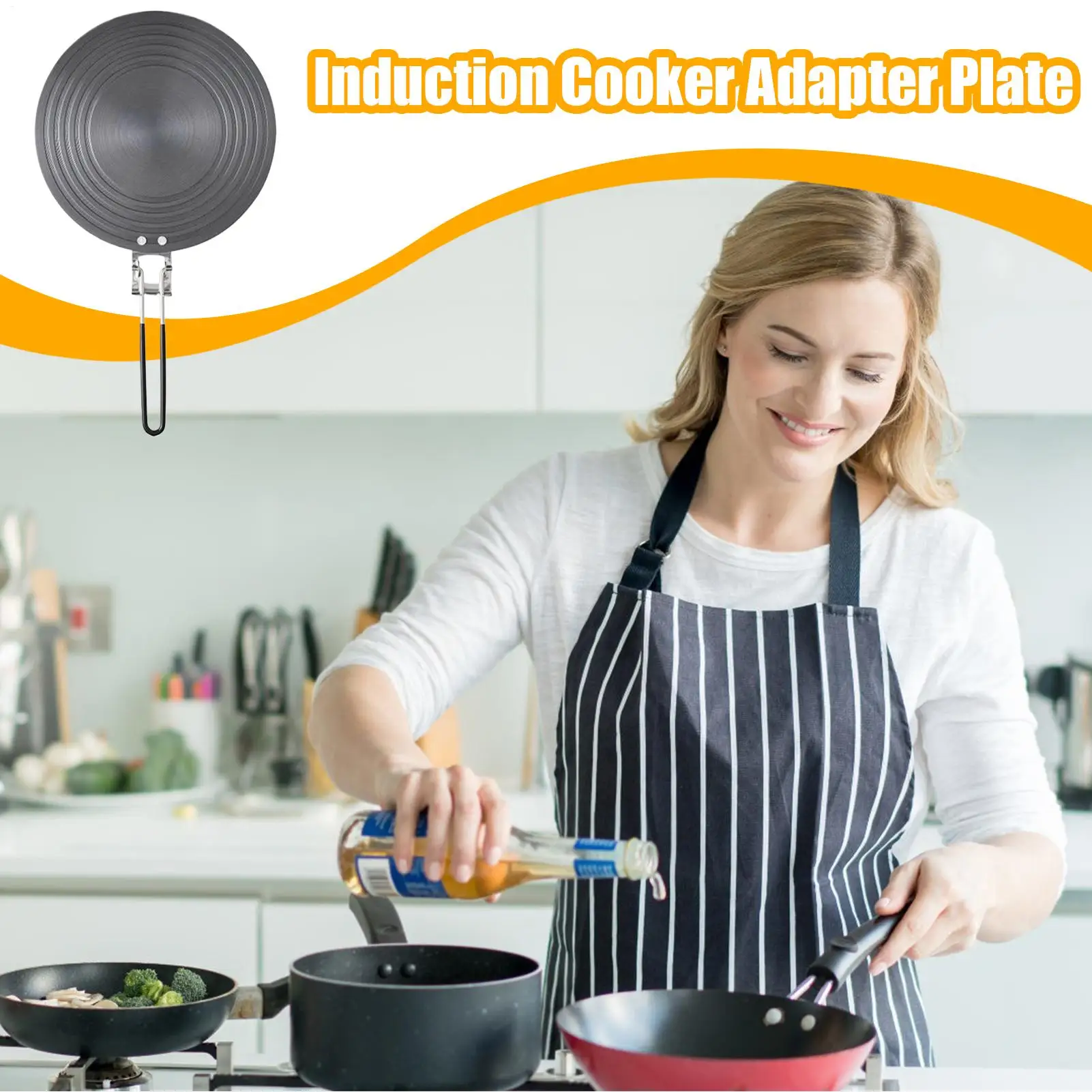 Induction Cooktop Adapter Plate 9.45 Inch Simmer Pot Heat Diffuser Heat Diffuser With Foldable Handle For Stove Burner Heater