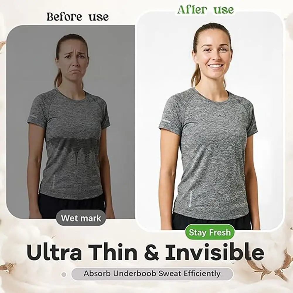 Skin-Friendly Reusable Bra Liners Washable Moisture-Wicking Sweat Absorber Pads Soft Under Breast Sweat Pads Workout