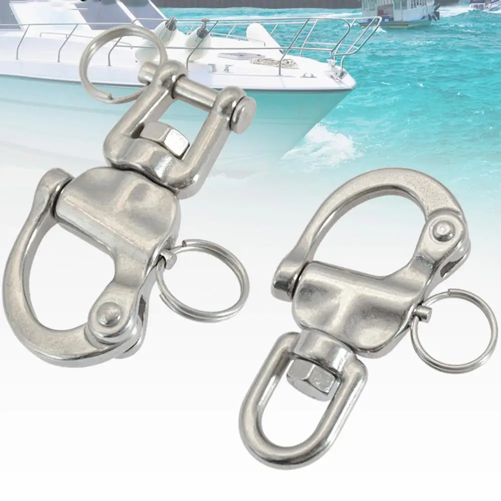 

70mm Swivel Shackle 360 Degrees Rotatable Stainless Steel Quick Release Snap Hook Sailing Rigging Shackles Marine Accessories