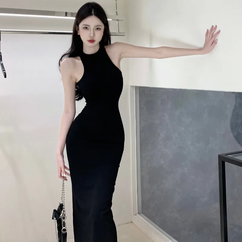 Kalan puro desejo svel feminino dr verão novo gola alta fino ajuste camada base saia longa coreano sle commute dr