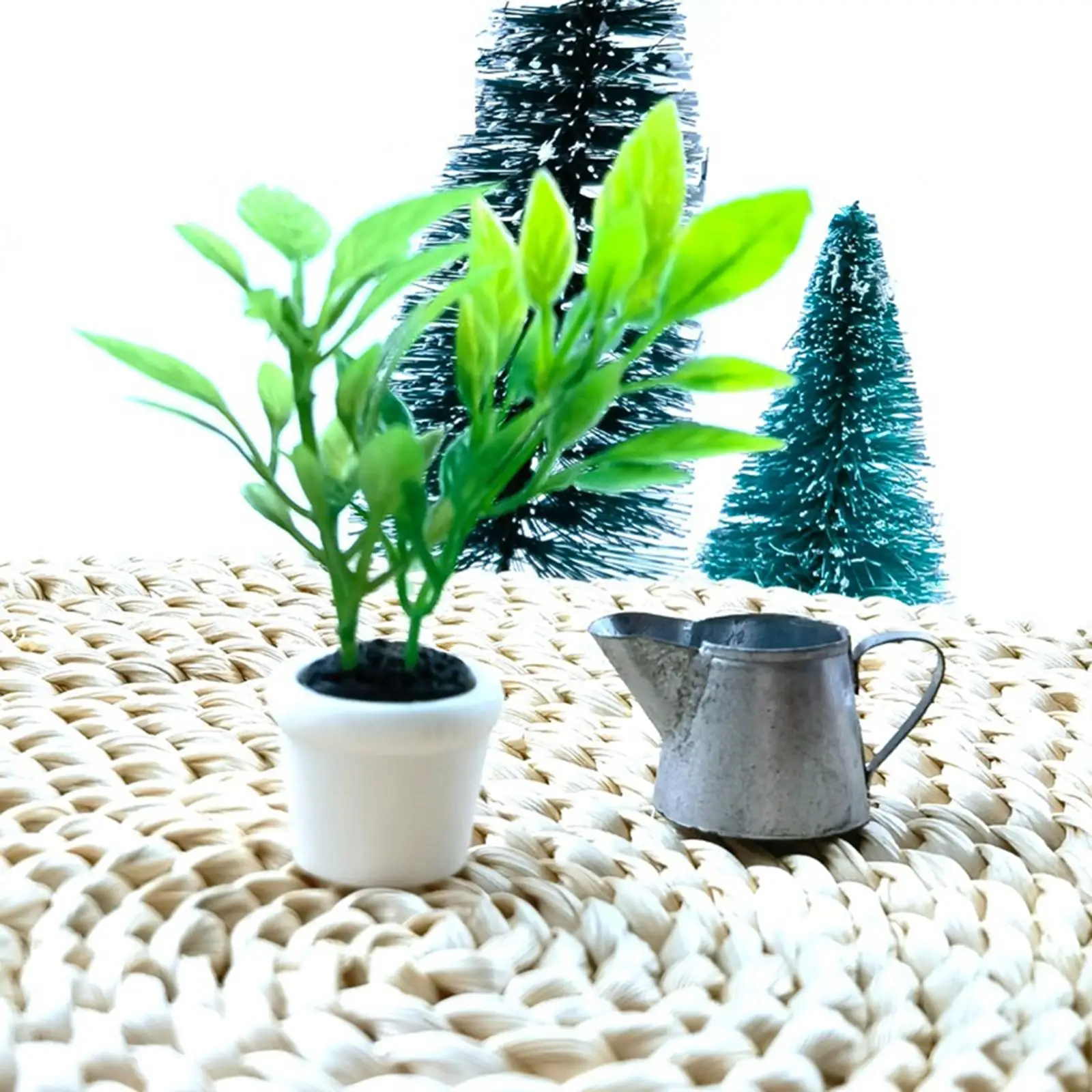 1/12 Mini Plants Pretend Play Tiny Bonsai Model Miniature Artificial Plant Mini Dollhouse Flowerpot for Desktop Gift Decor