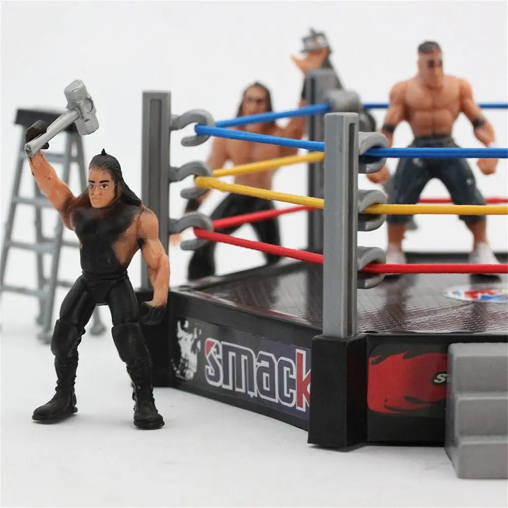 Model Building Kits Wrestler Athlete Wrestling Figure Gladiator With Fighting Station Arena Cage Battle Game Toy For Boys