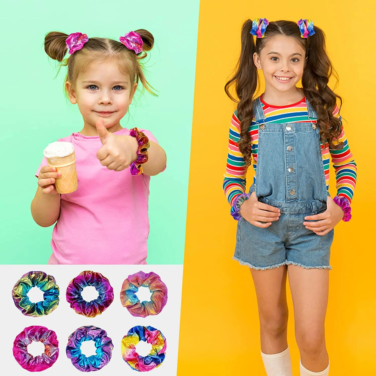 10 stücke glänzende metallische Haar gummis Haar Meerjungfrau Gummibänder Haar bänder Haar gummi Pferdes chwanz Halter Zubehör für Frauen Mädchen – Detail 7