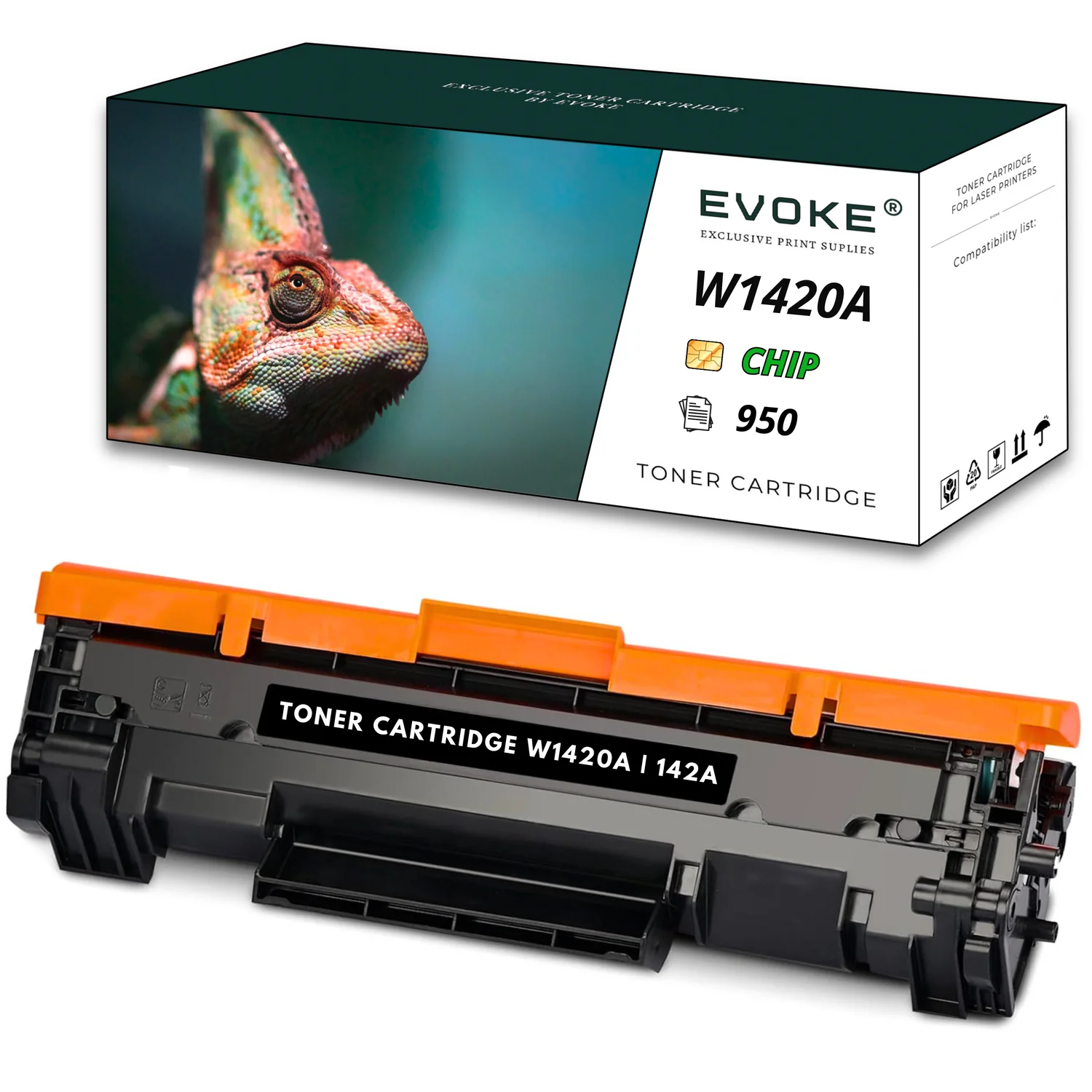 Evoke Compatibele Toner voor Hp W1420A + Chip 142A Zwart met Chip 950 Pagina's Laserjet M110W M110We Mfp M140W M140We