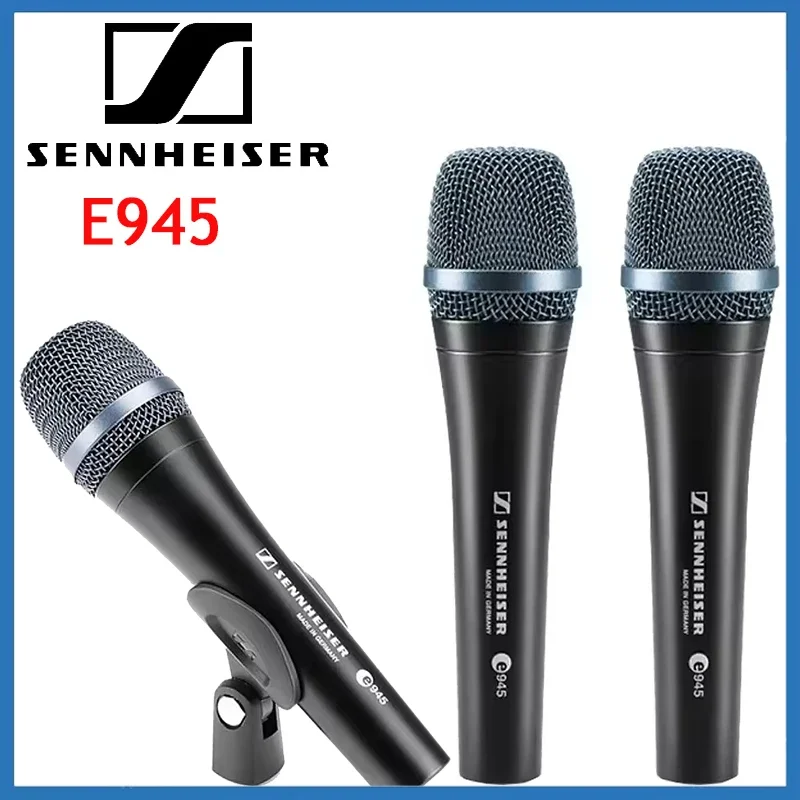 Micrófono Original Sennheiser E945 (2 Piezas), Micrófono Vocal Dinámico Profesional con Cable, Forma de Corazón, Micrófono de Mano