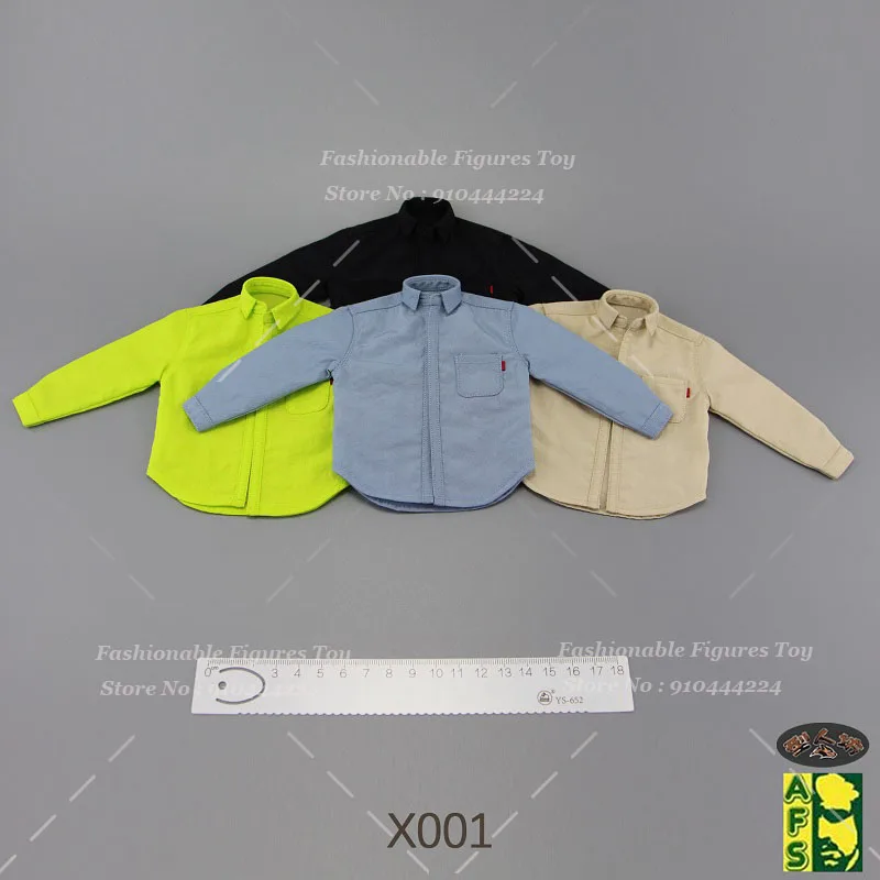 AFS 1/6 メンズ ソルジャーシャツ ストリートファッション 長袖ブラウス 無地 ラペル ルーズトップス フィット 12インチ アクションフィギュア ボディドール