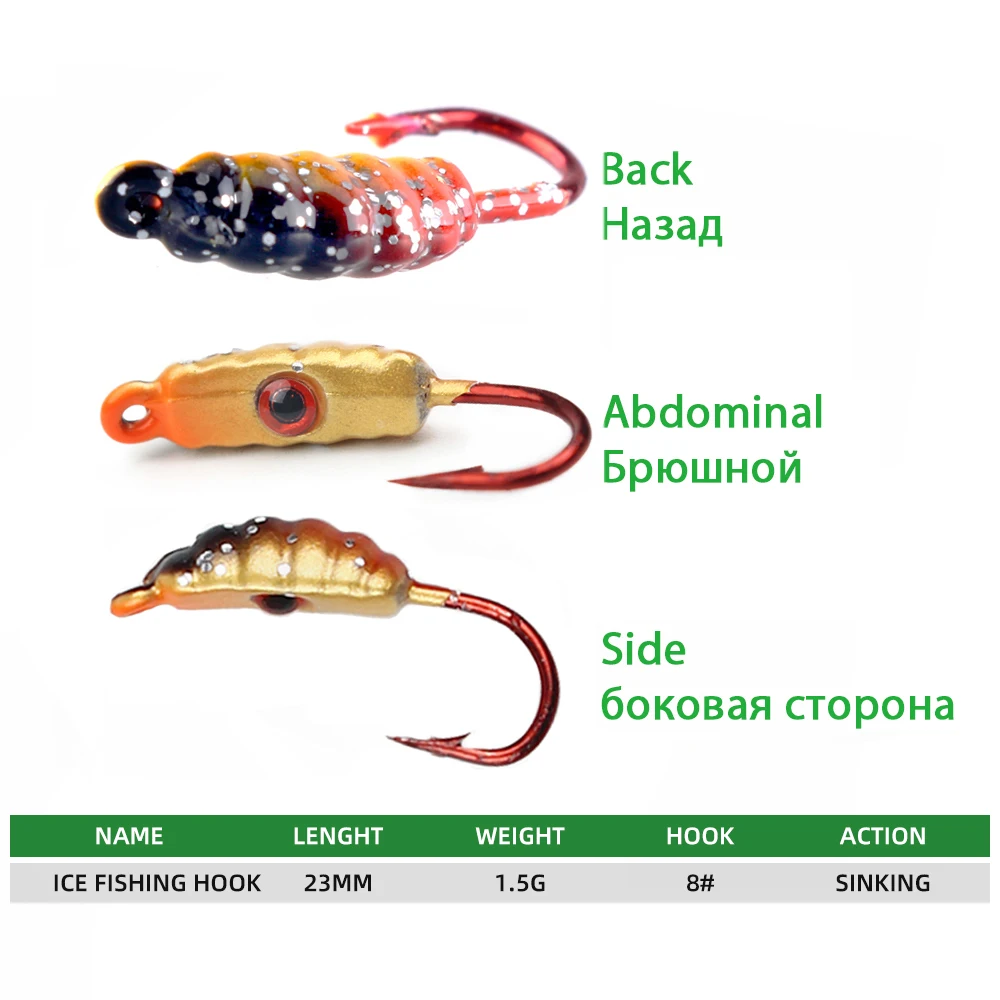 TIANNNSII 4/pcs Mini lead fish jigging Hooks Lure Quality Ice Fishing Bait Ice Jig Tackle 23mm 1.5g Winter Fishing Lure