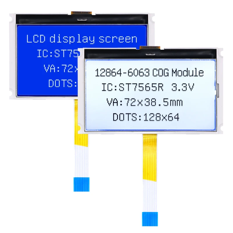 

12864-6063 Serial 3.3V Temperature Width LM6063COG Display ST7565R LCD Screen Module Driver Board Plug in FPC 8Pin