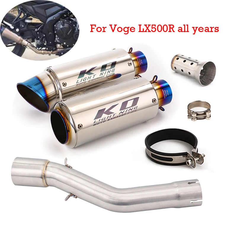 

For Voge LX500R All Year 51mm Exhaust System Motorcycle Exhaust Mid Connect Tube Muffler Tail End Can With DB Killer Slip On