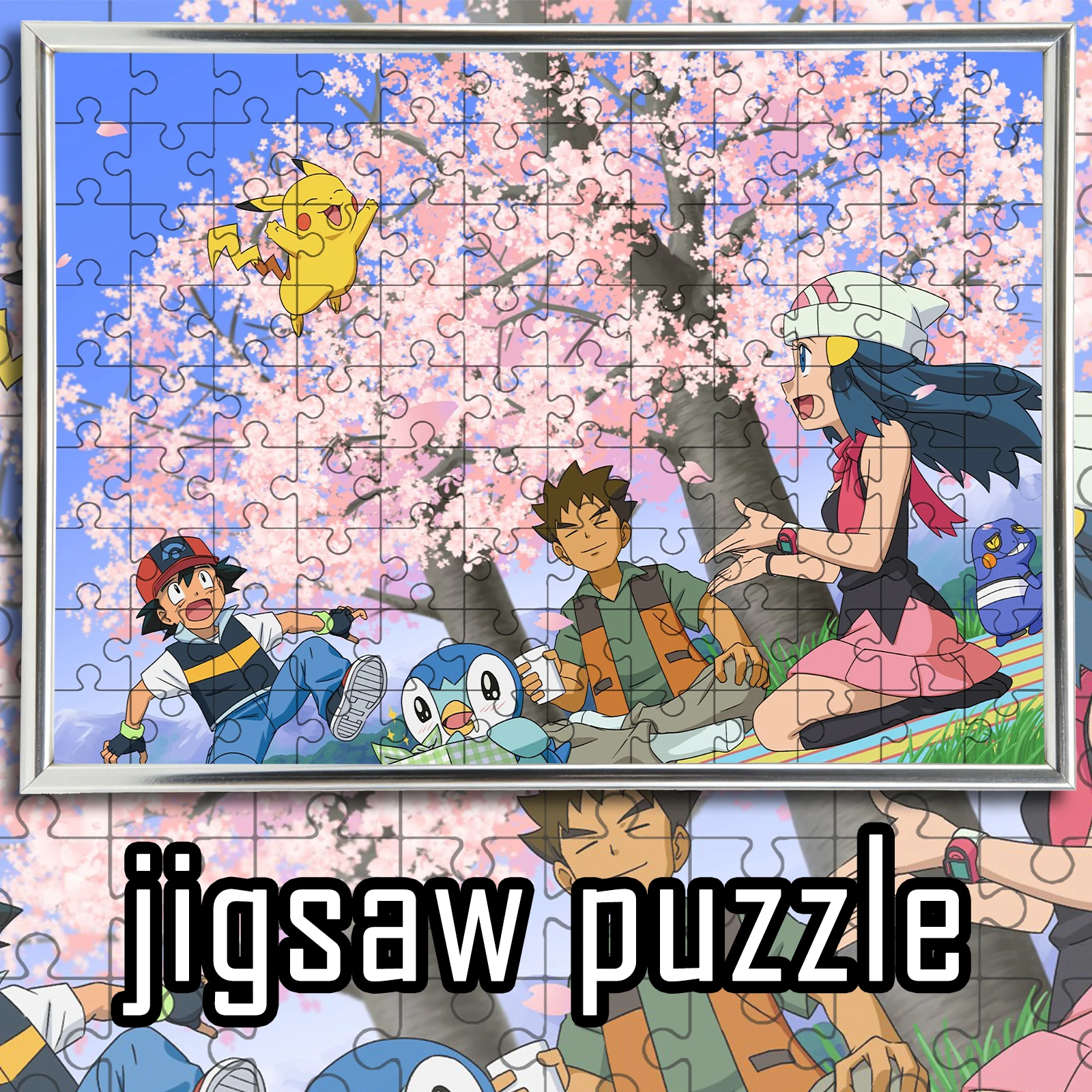 

Pokemon Cherry Blossom Picnic Spring Anime Wooden Jigsaw Puzzle 108/200/300/500/1000pcs Color Box