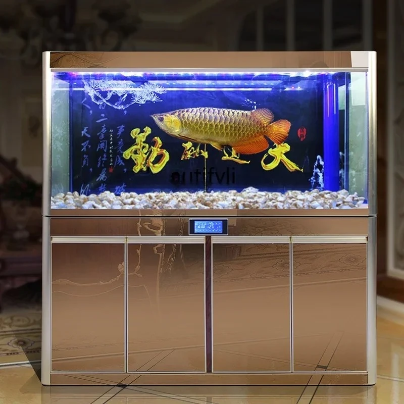 

Аквариум с рыбой-драконом, большой экран для гостиной, ленивый пейзаж, креативная текстура красного дерева, нижний фильтр