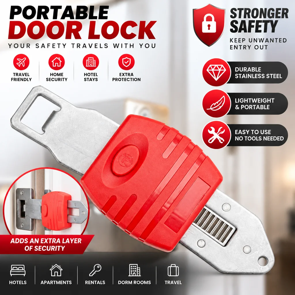 1/2/4SETPortable Travel Safety Lockdown Door Lock for School, Hotel, Home, Apartment, Motel Room Security Promotion