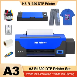 DTF Printer A3 Heat Transfer Film T Shirt Printing Machine Direct to Film A3 R1390 DTF Printer for t shirt Clothes Hoodies Jeans