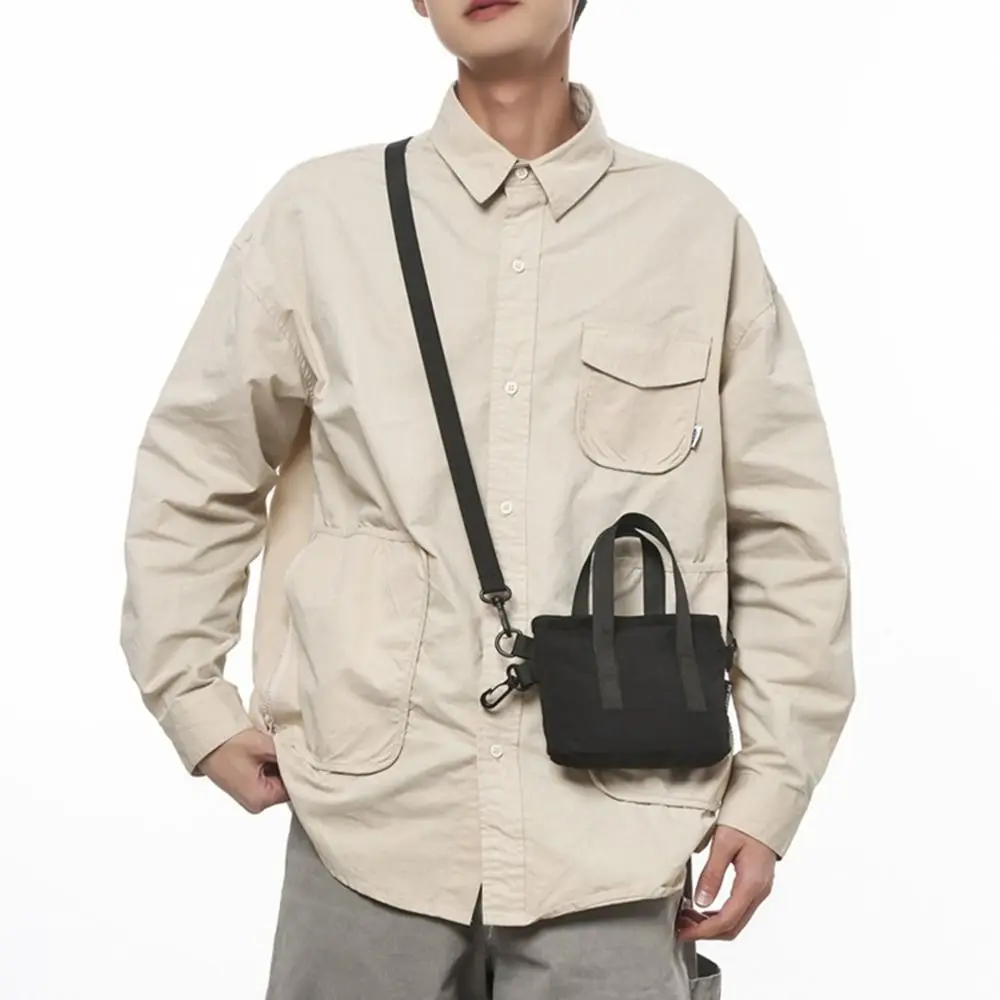 Small Large Capacity Men Crossbody Bag Nylon Portable Single Shoulder Bag Casual Zipper Pouch Men Purse Daily