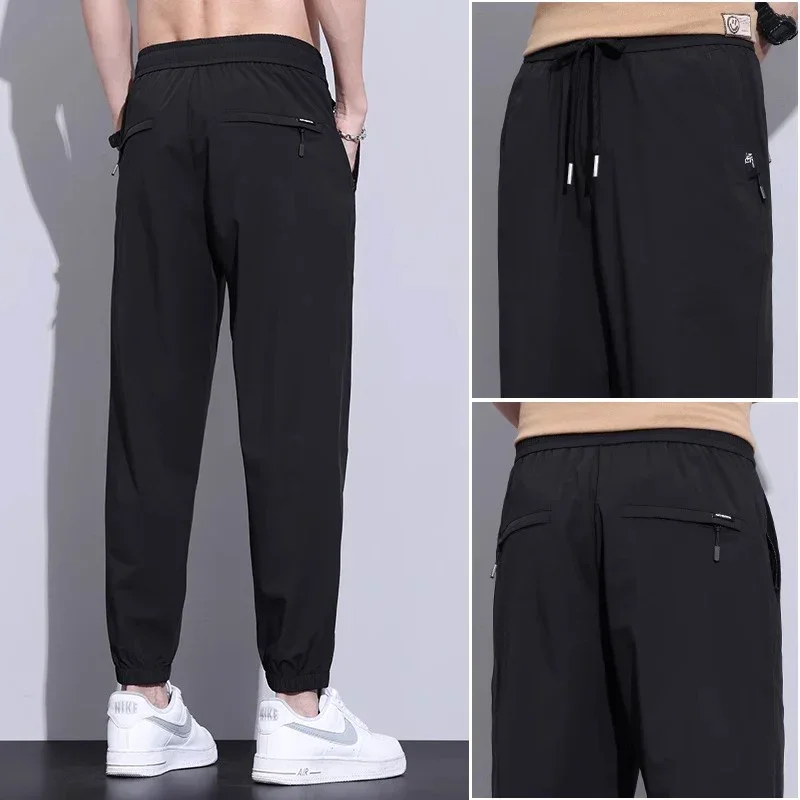 

Stretch Quick Dry Long Pants 2025 Men Versatile Loose Casual Pants Male Elastic Waist Straight Leg Fashion Comfortable Trousers