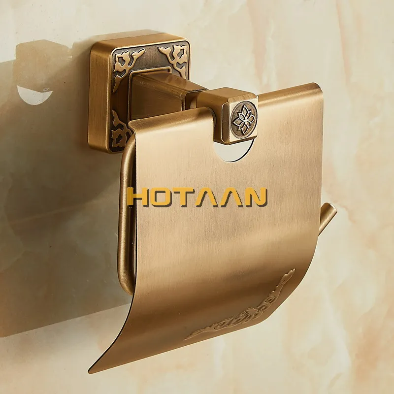 .,Solid AluminiumToilet Paper Holder Antique Brass Color Tissue Roll Paper Box Classic Bathroom Accessories YT-14192