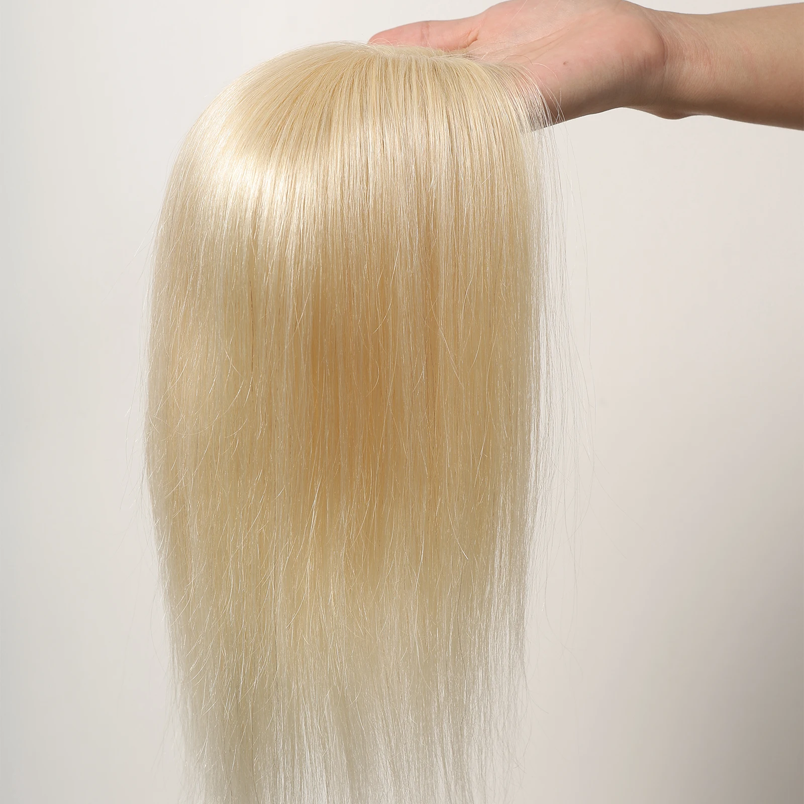 Blonde 100% Remy Human Hair Toppers Silk Base Clip in Hair Pieces for Women Afro with Thinning Hair in Hair Topper for Hair Loss