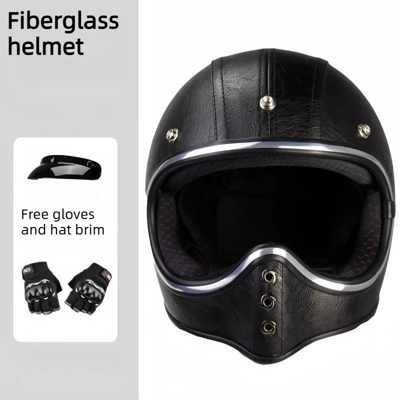 

Retro motorcycle pointed nose helmet, fiberglass small helmet body, all season version, unisex，Shock and impact resistant