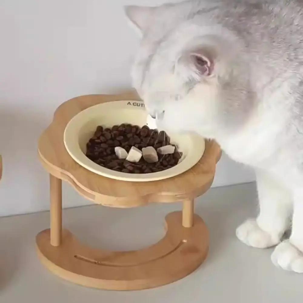 

Pet Supplies Ceramic Cat Bowl Cute Wooden Dog Food Feeding Basin Anti Tipping Large Capacity Pet High Foot Bowl Water Container