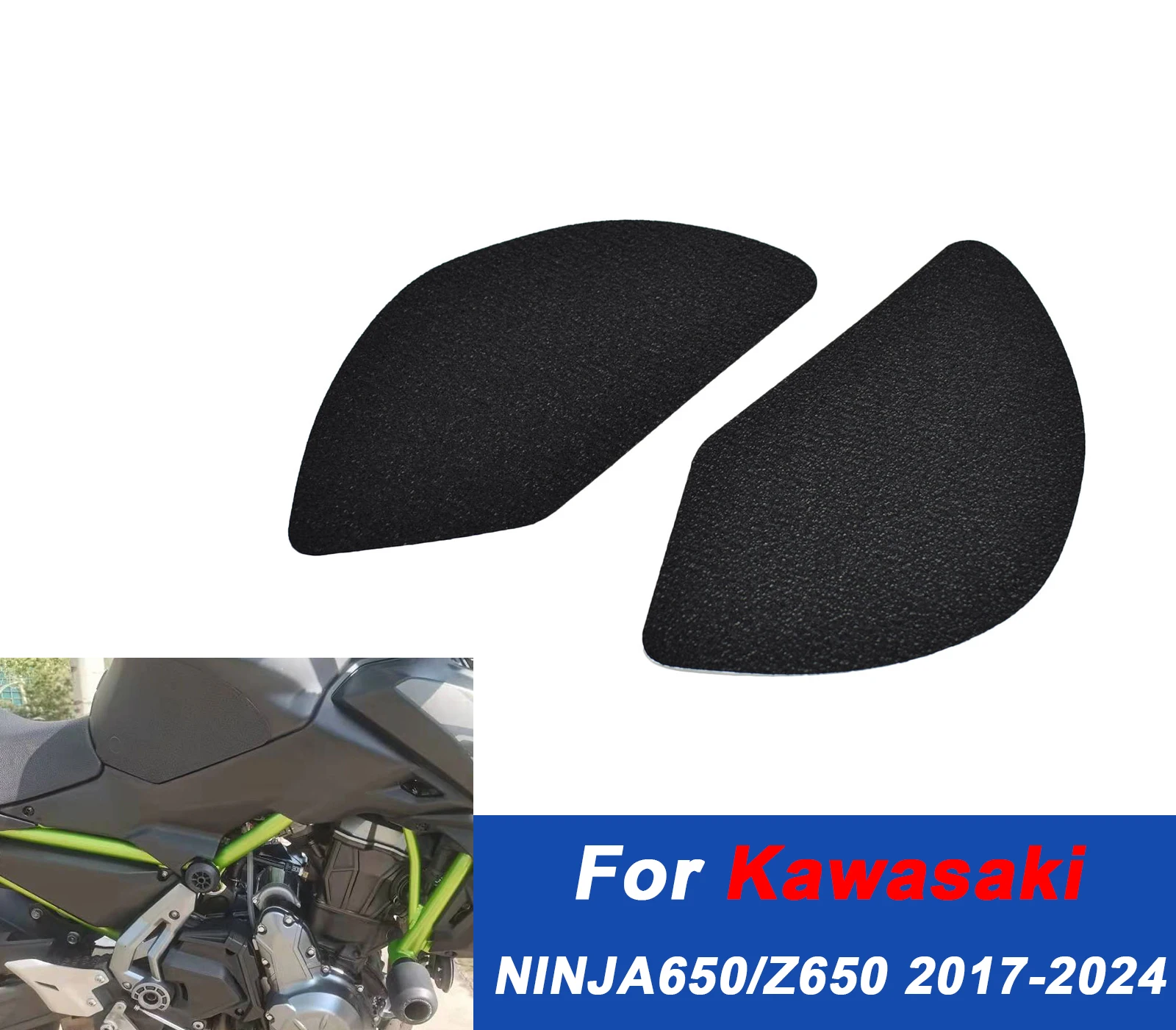 

For Kawasaki Ninja 650/Z650 Tank Grip Pad 2017-2024 Anti-Slip Knee Fuel Cover Textured Surface Motorcycle Accessories