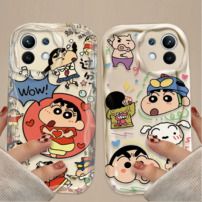 C-Crayon S-ShinChan Wave Case For Xiaomi 14T 13T 12T 13 12 11 11i Lite 5G 10T POCO X5 X6 Pro X3 NFC X4 GT F3 F4 F5 F6 M6 M5S C65