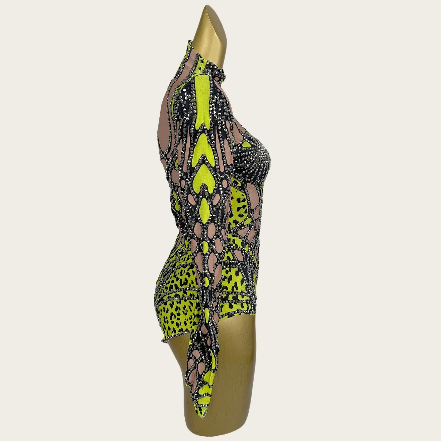 

Chongdong Sparkly Rhinestone Tight Fitting Spandex Bodysuit Sexy Performance Dance Costume Night Party Singer Show Stage Wear