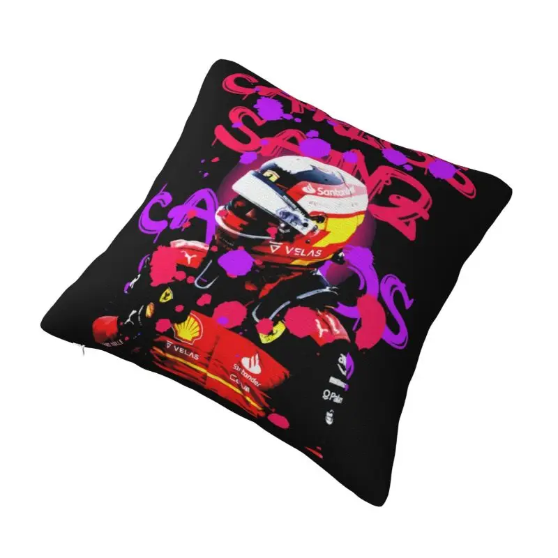 Custom Carlos Sainz 55 Formula Racing Driver Neon Modern Pillow Cover Chair Cushion