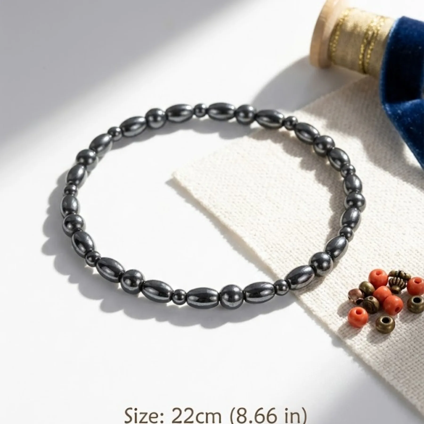 Black hematite iron ore magnetic therapy bracelet, men's and women's version, slimming yoga bead bracelet
