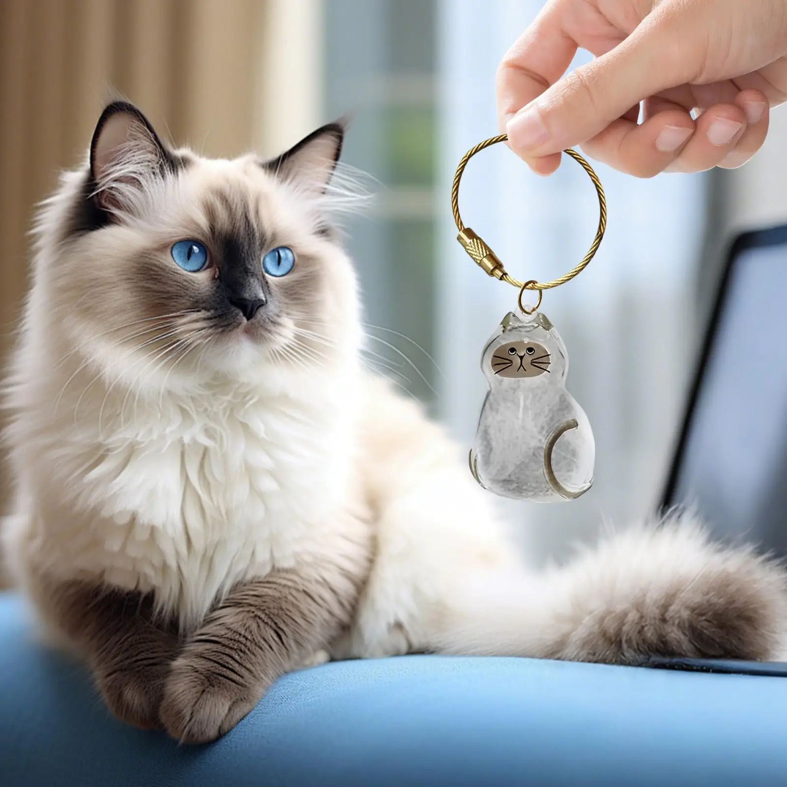 Cat Hair Storage Pendant Pet Memorial Keepsake Lightweight Cat Hair Storage Keychain Pendant Charm for Wallet Purse Backpack Bag