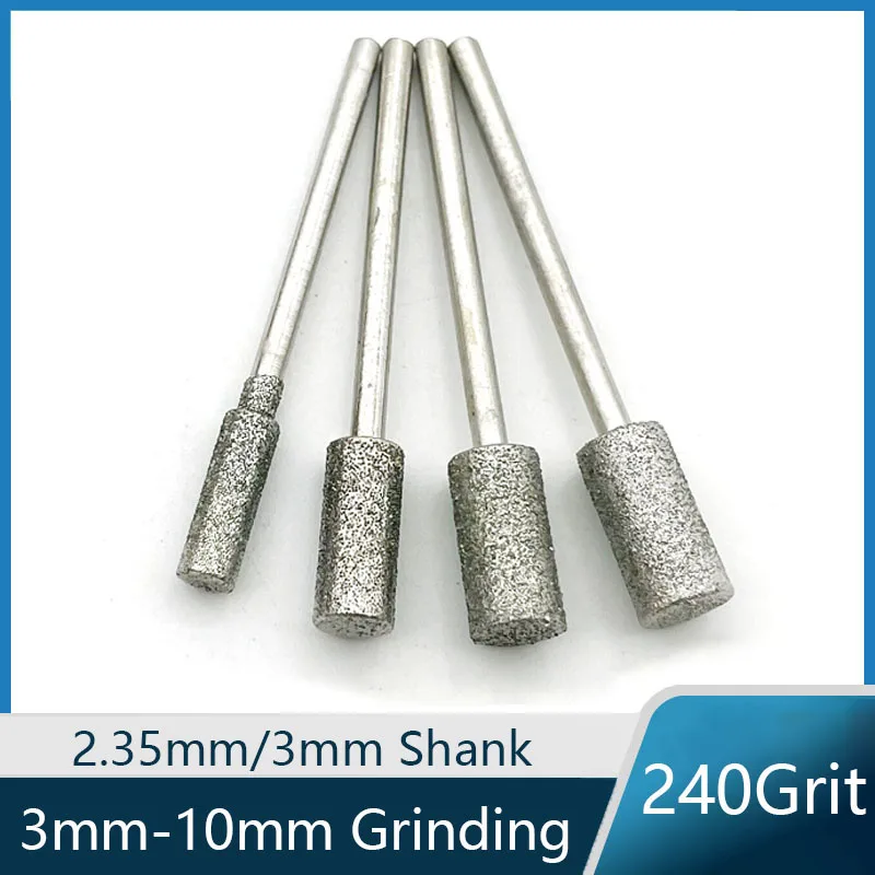 

2.35/3mm Shank Cylinder Diamond Burrs Bits Grinding Abrasive Tools 3mm-10mm