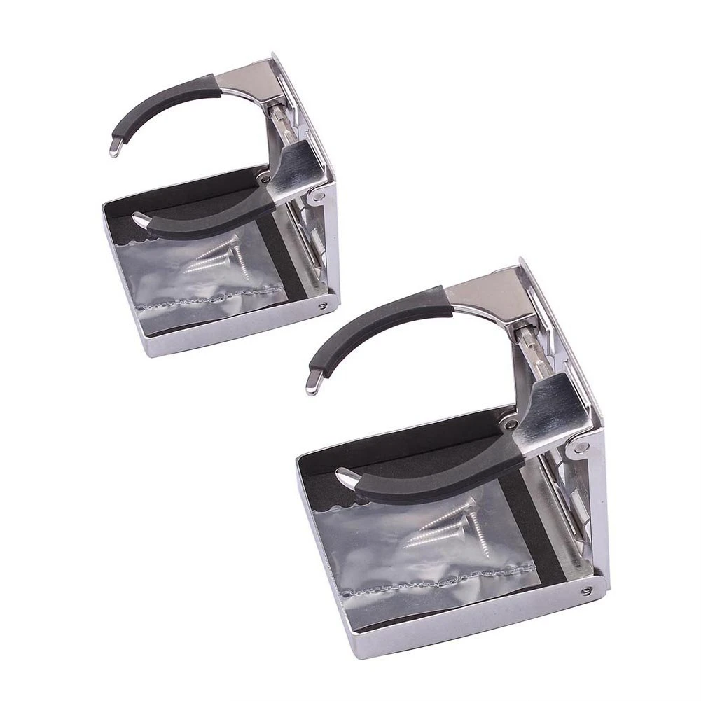 

2Pcs Stainless Steel Adjustable Folding Cup Drink Holders Marine/Boat/Caravan/car