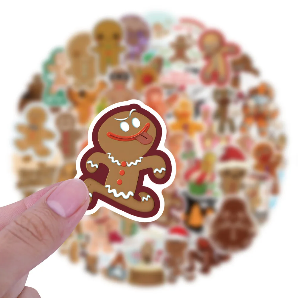 10/30/60PCS Gingerbread Man Stickers Christmas Decoration Decals Kids Toys Scrapbook Luggage Laptop Guitar Car Bike Skateboard