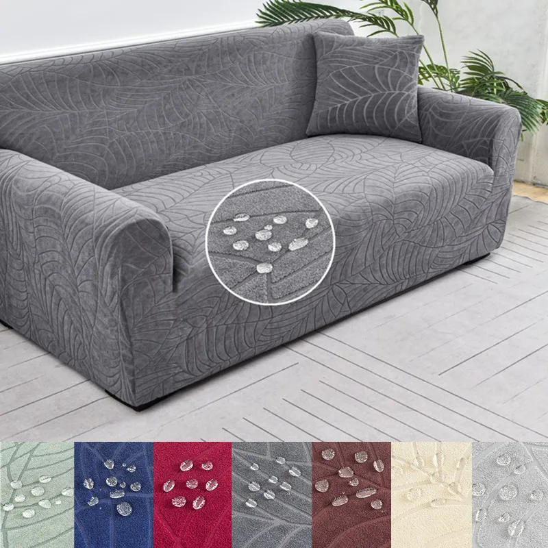 1pc Jacquard Sofa Cover for Living Room, Water-resistant Slipcover Elastic Sofa Cover Fit for L-Shaped Corner, 1/2/3/4 Seater