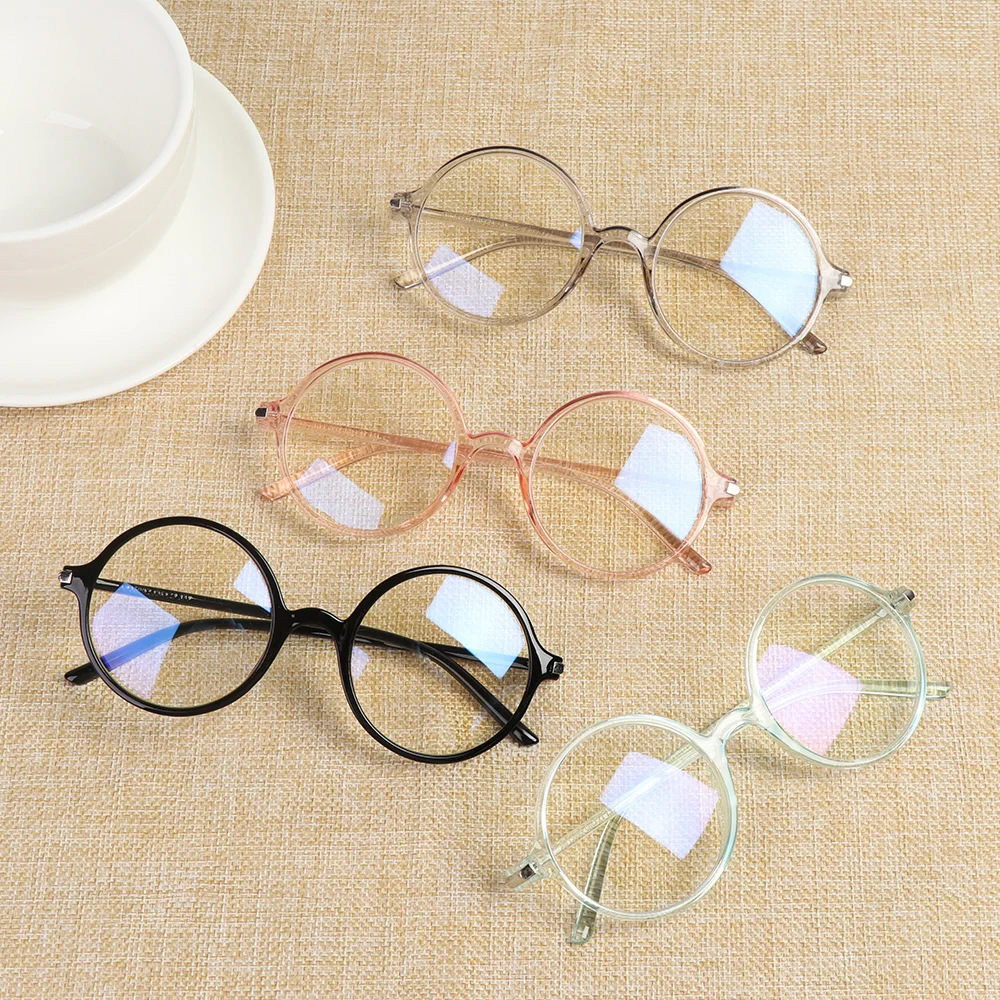 Vintage okrągłe blokujące niebieskie światło czyste soczewki do okularów moda rama z tworzywa sztucznego okulary optyczne mężczyźni kobiety oprawki do okularów fałszywe okulary