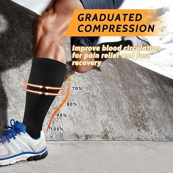 Plus Size 2XL-4XL Compression Socks for Women Men 20-30 mmHg Wide Calf Extra Large Knee High Flight Sock for Circulation Support