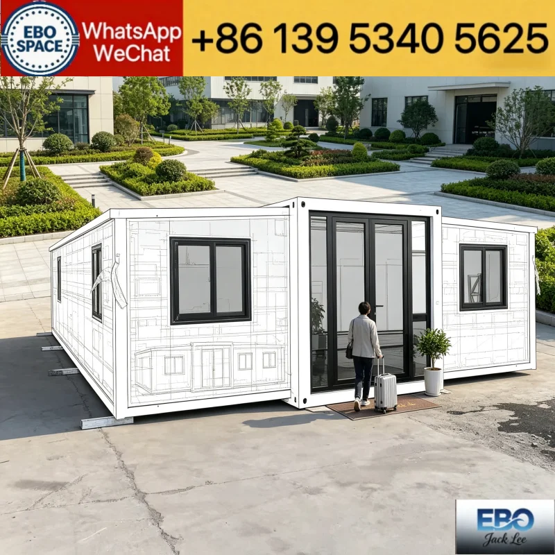   Luxury Expandable Fold Out Container Prefab House 40FT Multi Room Insulated Mobile Villa With Full Sanitary For Seaside Holida