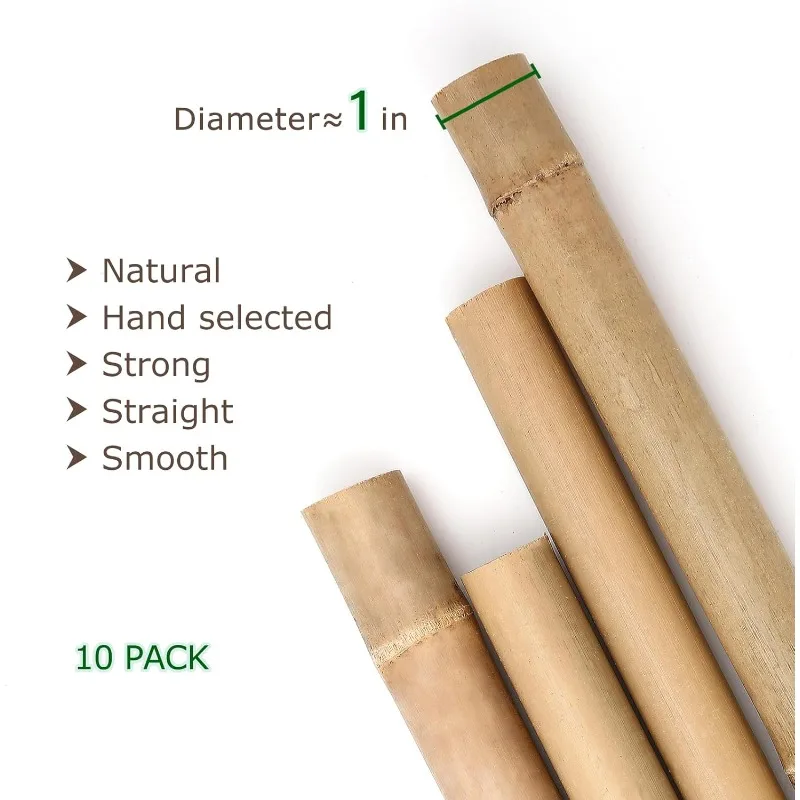 Bamboo Stakes 8 Feet, Diameter of 1 Inch Thicher Garden Stakes, Natural Plant Stakes for Tomatoes, Cucumbers