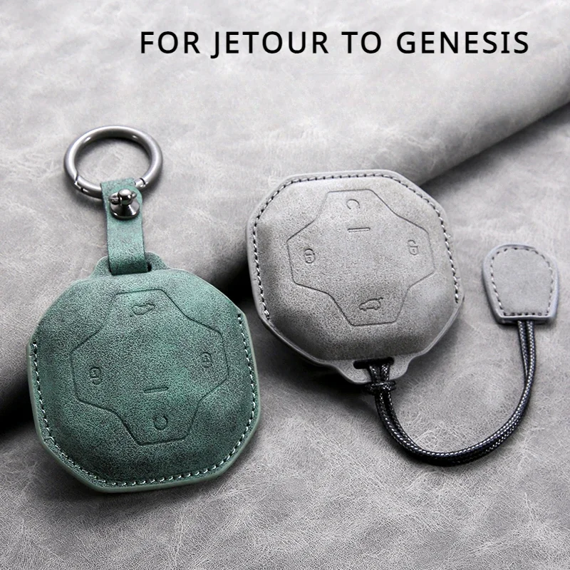 Leather Car Key Case Cover for Chery Jetour To Genesis Traveller T2 X90 X70 X95  DASHING X-1 Plus DTC L9 Car Key Shell Keychain