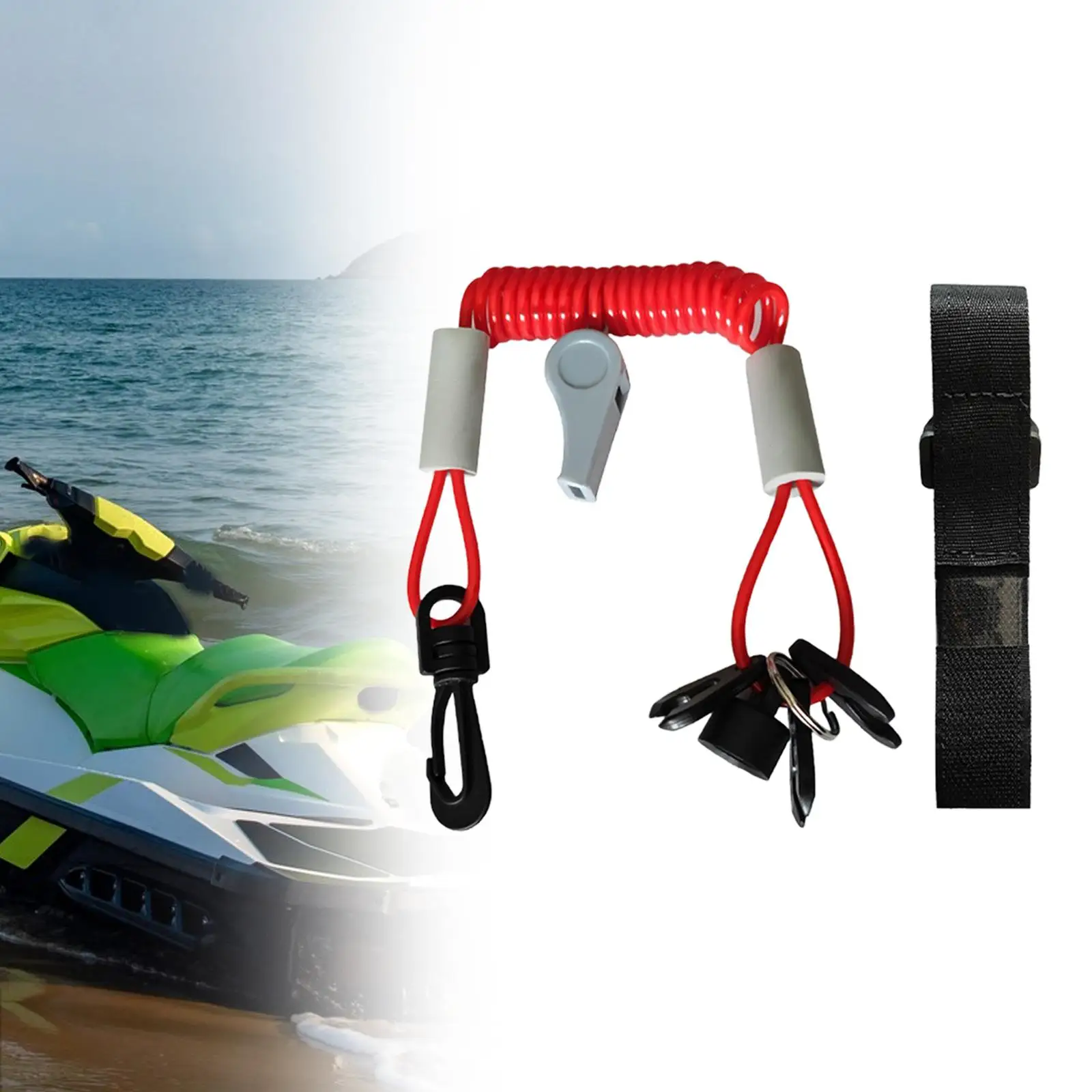 

Boat Kill Switch Keys Lanyard with Whistle Emergency Flameout Rope Portable