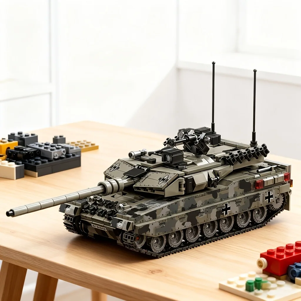 

Military Series Building Blocks Model War Leopard 2A7 Heavy Tank Bricks Sets WW2 Creative Toys for Boys Adult Christmas Gifts