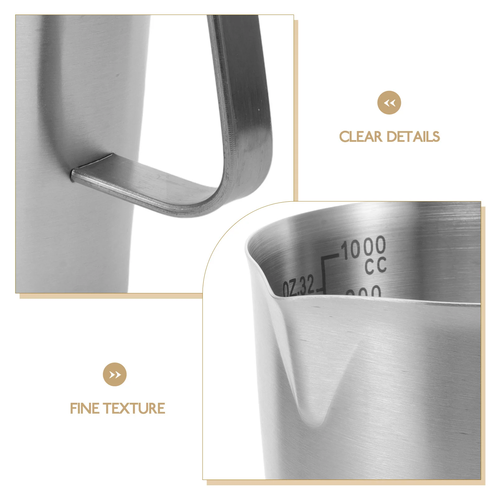 

Stainless Steel Measuring Cup With Handle Milk Frother Pitcher For Latte Art Graduated Scale Smooth Pour Spout Kitchen Use