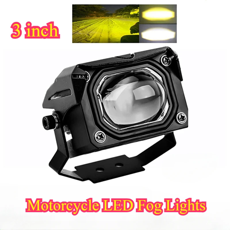 3 inch Motorcycle LED Spotlight Dual Color Hi/Low Beam Fog Lamps For Off-road Trucks SUV ATV Headlight Auxiliary Driving Light